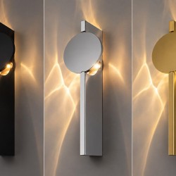 Modern Güneş Tutulması Efektli Yuvarlak ve Lineer Dekoratif LED Duvar Apliği Gold